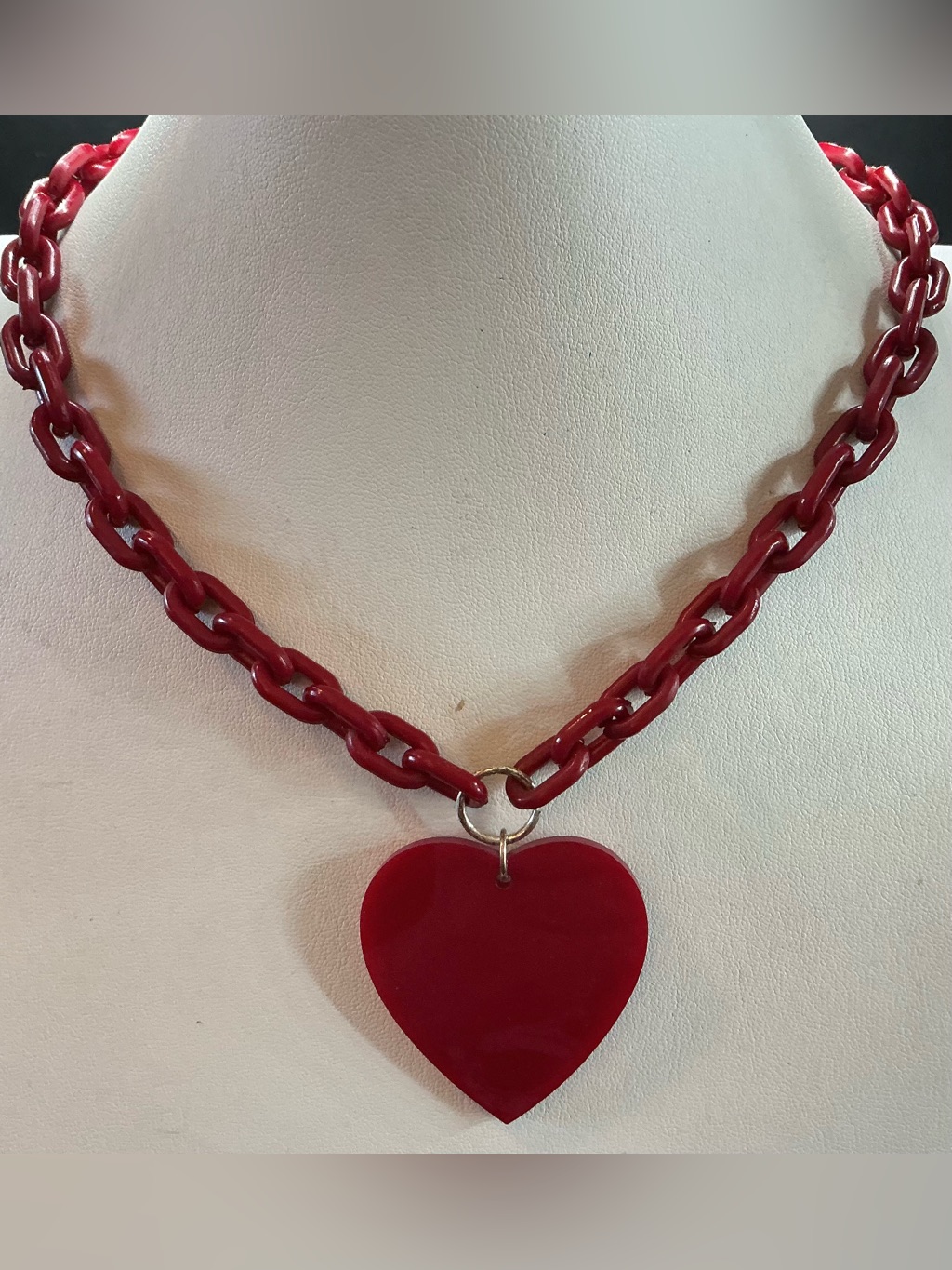 Red Heart Pendant Chain Necklace